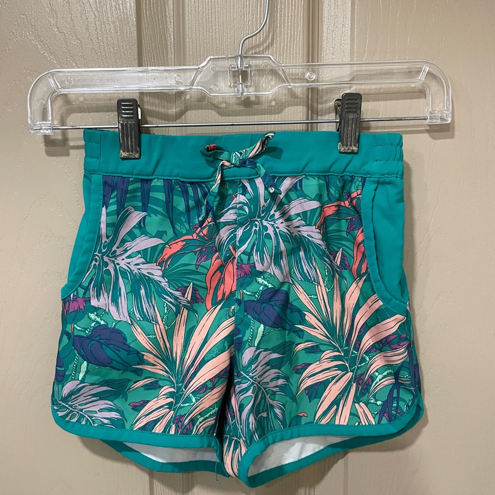 Columbia Teal and Pink Tropical Women's Athletic Shorts